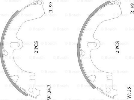 BOSCH 0 986 AB0 089 - Drum Brake Shoe Set car-mod.net