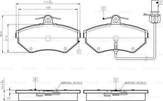 BOSCH 0 986 TB2 312 - Brake Pad Set, disc brake car-mod.net