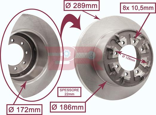 BOTTO RICAMBI BRFR0256 - Brake Disc car-mod.net