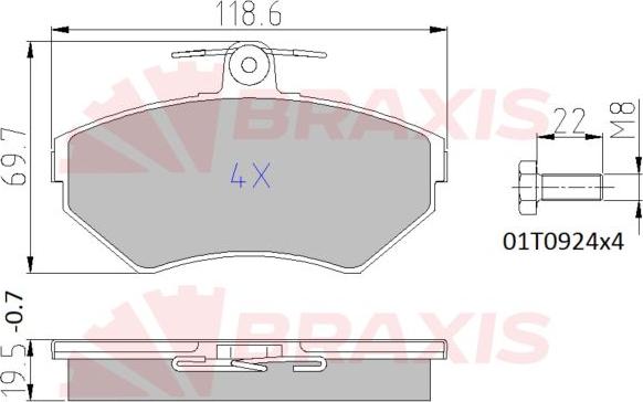 Braxis AA0648 - Brake Pad Set, disc brake car-mod.net