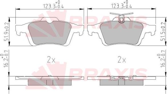 Braxis AA0629 - Brake Pad Set, disc brake car-mod.net
