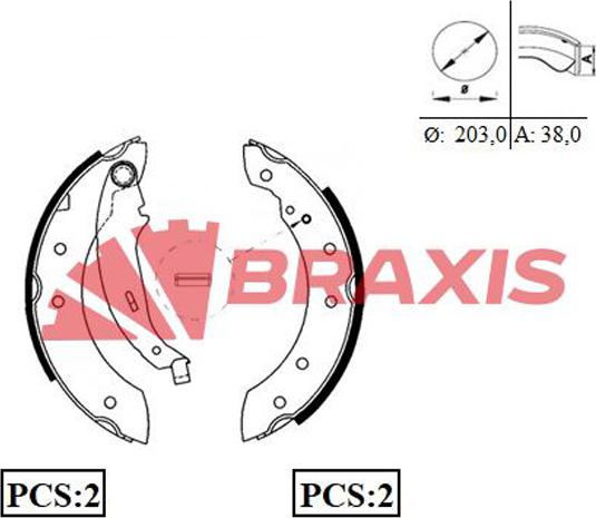 Braxis AC0049 - Drum Brake Shoe Set car-mod.net