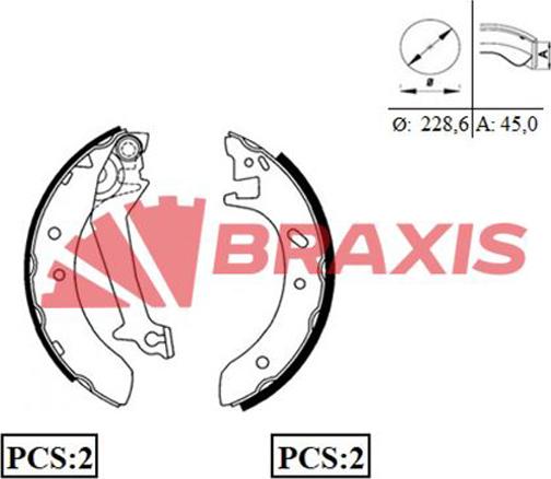Braxis AC0046 - Drum Brake Shoe Set car-mod.net