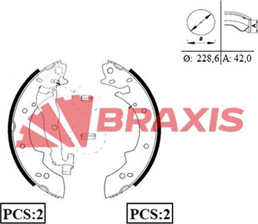 Braxis AC0053 - Drum Brake Shoe Set car-mod.net