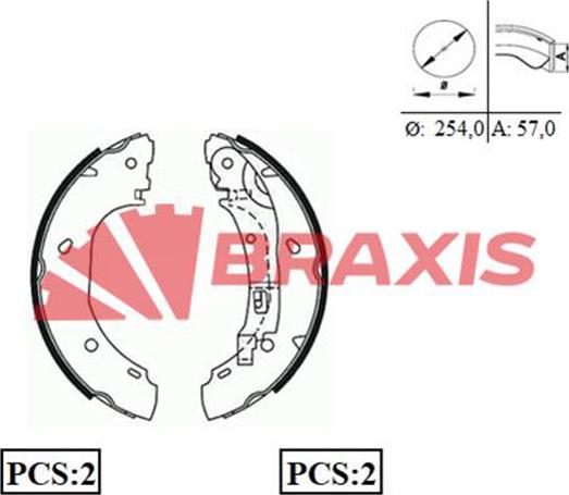 Braxis AC0064 - Drum Brake Shoe Set car-mod.net