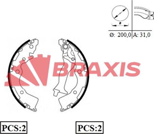 Braxis AC0063 - Drum Brake Shoe Set car-mod.net