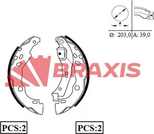 Braxis AC0062 - Drum Brake Shoe Set car-mod.net