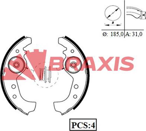 Braxis AC0005 - Drum Brake Shoe Set car-mod.net
