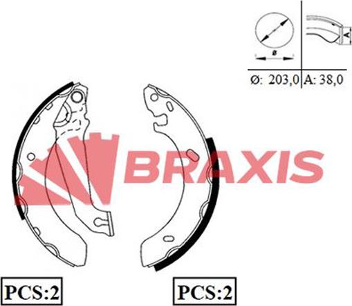 Braxis AC0019 - Drum Brake Shoe Set car-mod.net