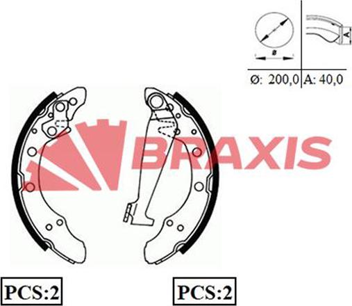 Braxis AC0014 - Drum Brake Shoe Set car-mod.net