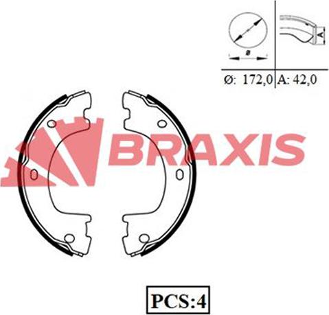 Braxis AC0084 - Brake Shoe Set, parking brake car-mod.net