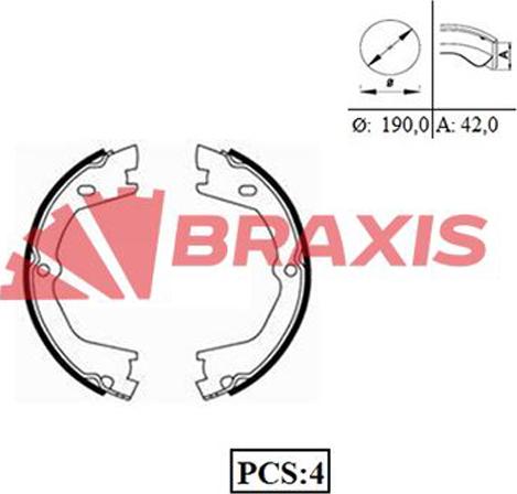 Braxis AC0088 - Brake Shoe Set, parking brake car-mod.net