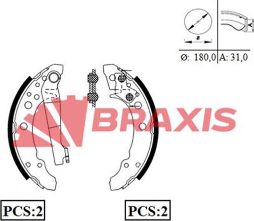 Braxis AC0033 - Drum Brake Shoe Set car-mod.net