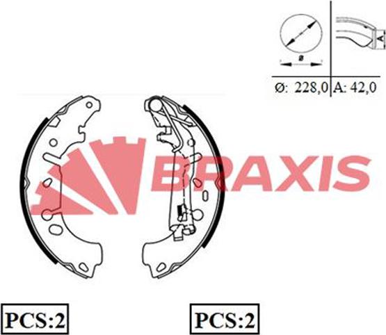Braxis AC0072 - Drum Brake Shoe Set car-mod.net