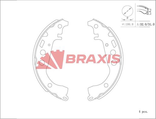 Braxis AC0143 - Drum Brake Shoe Set car-mod.net