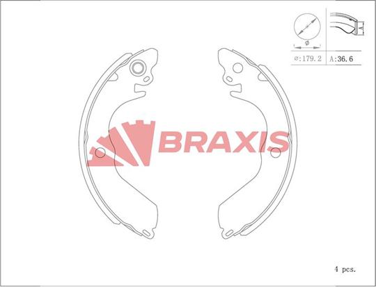 Braxis AC0153 - Drum Brake Shoe Set car-mod.net