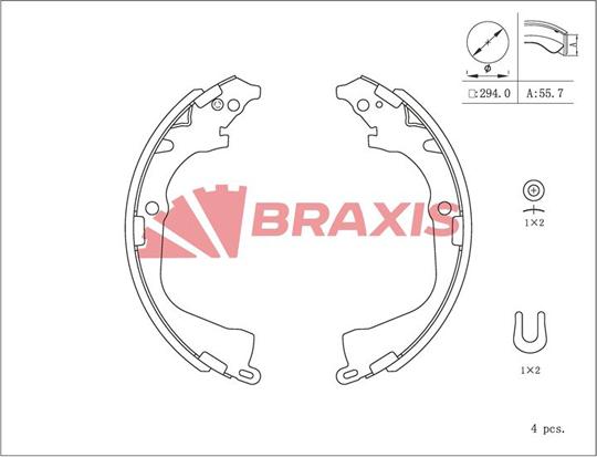 Braxis AC0104 - Drum Brake Shoe Set car-mod.net