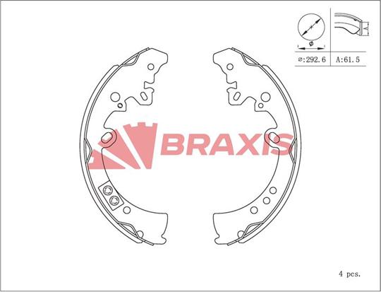 Braxis AC0103 - Drum Brake Shoe Set car-mod.net