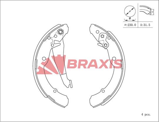 Braxis AC0116 - Drum Brake Shoe Set car-mod.net