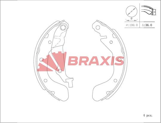Braxis AC0124 - Drum Brake Shoe Set car-mod.net