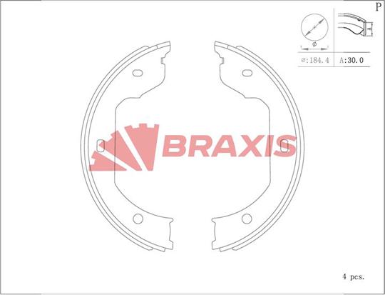 Braxis AC0126 - Brake Shoe Set, parking brake car-mod.net