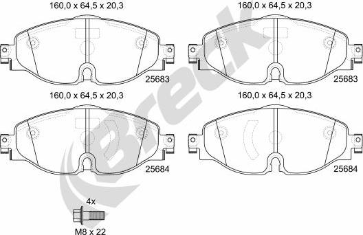 Breck 25683 00 701 10 - Brake Pad Set, disc brake car-mod.net