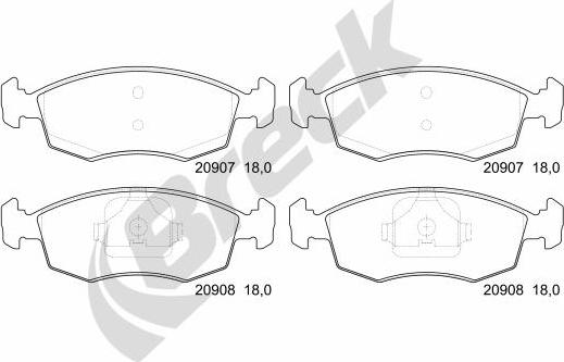 Breck 20908 00 702 00 - Brake Pad Set, disc brake car-mod.net