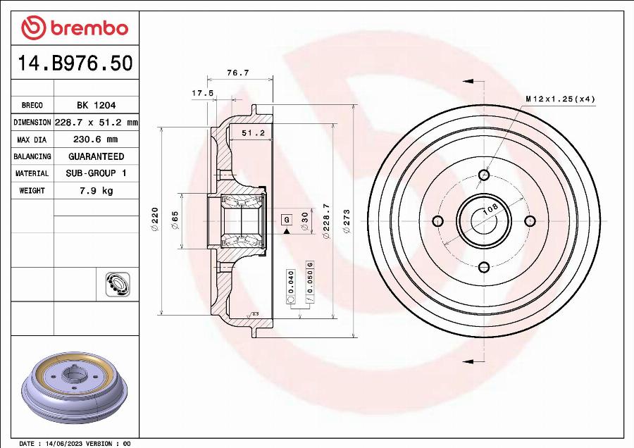 Breco BK 1204 - Brake Drum car-mod.net