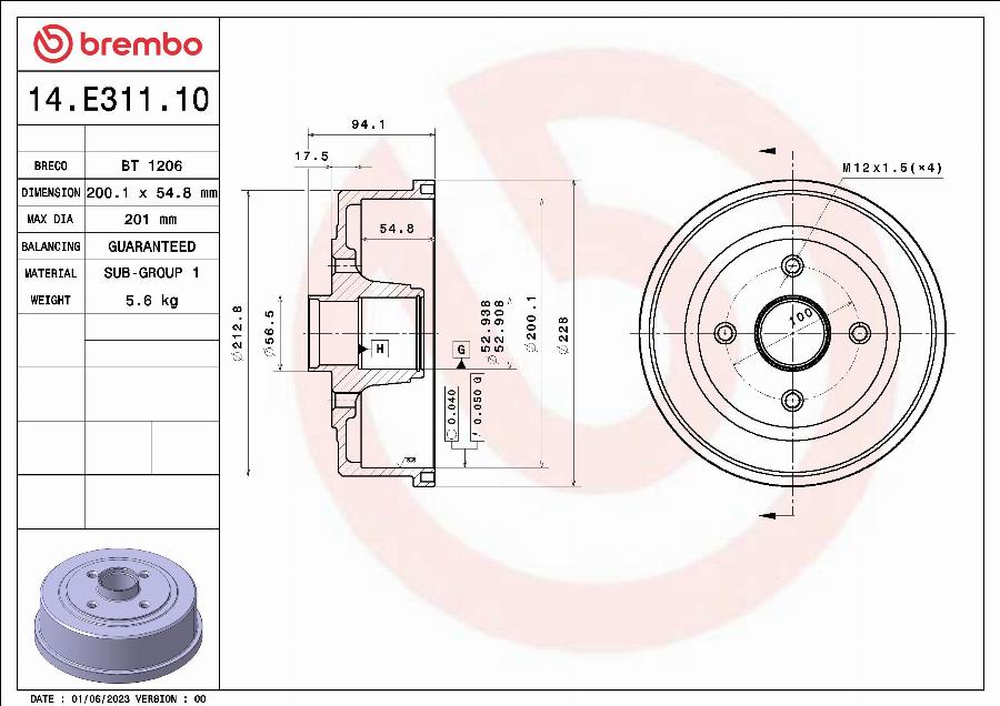 Breco BT 1206 - Brake Drum car-mod.net