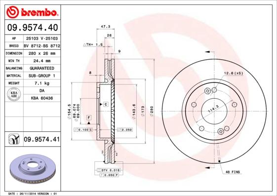 Brembo 09.9574.40 - Brake Disc car-mod.net
