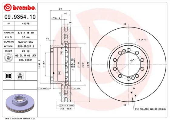 Brembo 09.9354.10 - Brake Disc car-mod.net