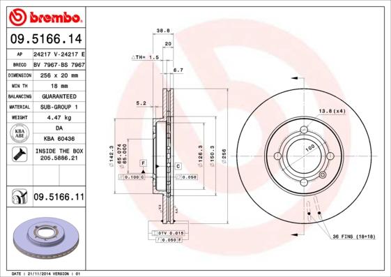 Brembo 09.5166.14 - Brake Disc car-mod.net