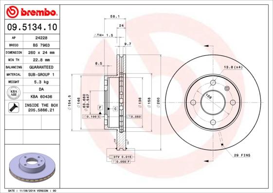 Brembo 09.5134.10 - Brake Disc car-mod.net