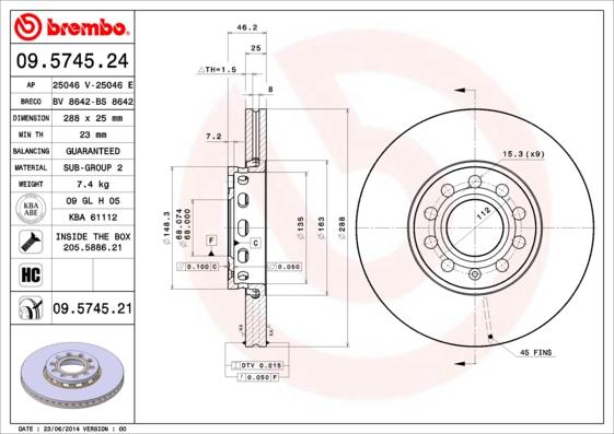 Brembo 09.5745.24 - Brake Disc car-mod.net