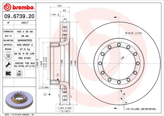 Brembo 09.6739.20 - Brake Disc car-mod.net