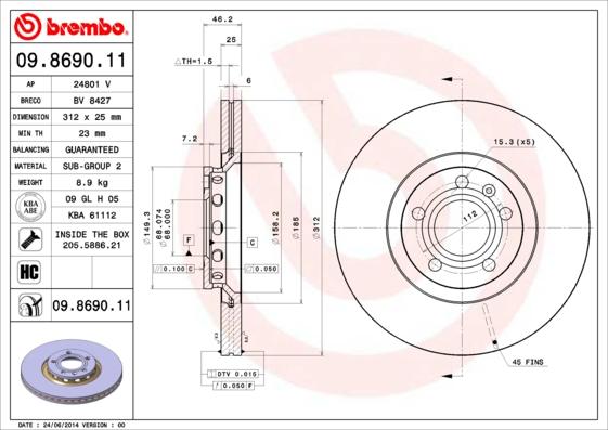 Brembo 09.8690.11 - Brake Disc car-mod.net