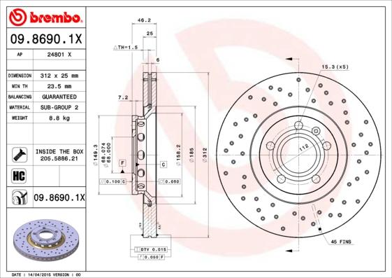 Brembo 09.8690.1X - Brake Disc car-mod.net
