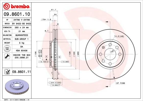 Brembo 09.8601.10 - Brake Disc car-mod.net