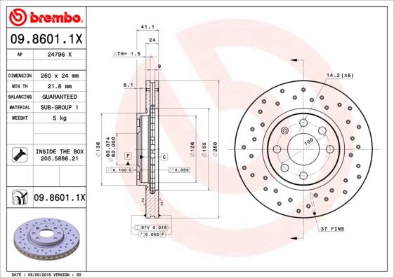Brembo 09.8601.1X - Brake Disc car-mod.net
