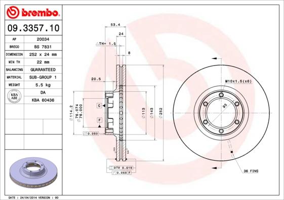 Brembo 09.3357.10 - Brake Disc car-mod.net