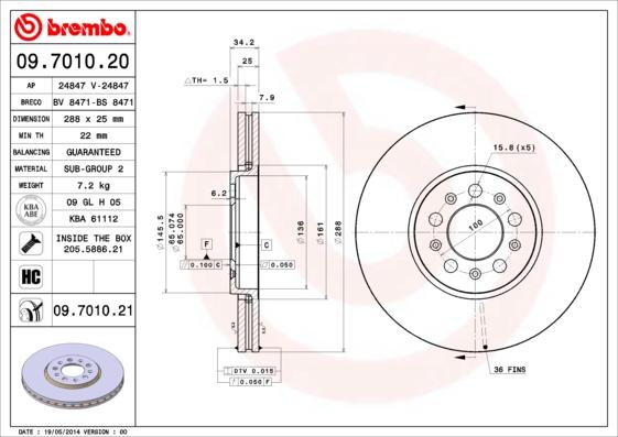 Brembo 09.7010.20 - Brake Disc car-mod.net