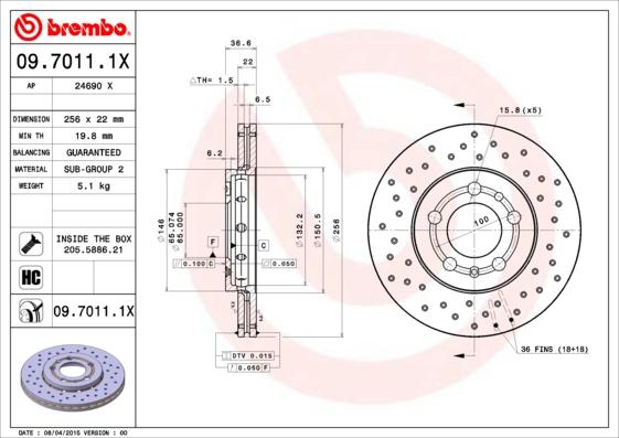 Brembo 09.7011.1X - Brake Disc car-mod.net