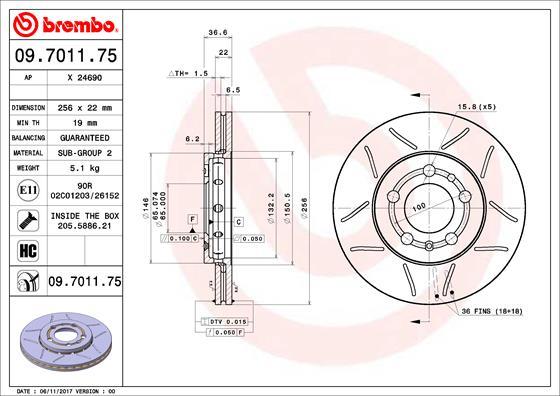 Brembo 09.7011.75 - Brake Disc car-mod.net
