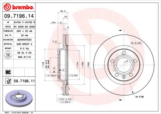 Brembo 09.7196.11 - Brake Disc car-mod.net