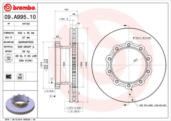 Brembo 09.A995.10 - Brake Disc car-mod.net