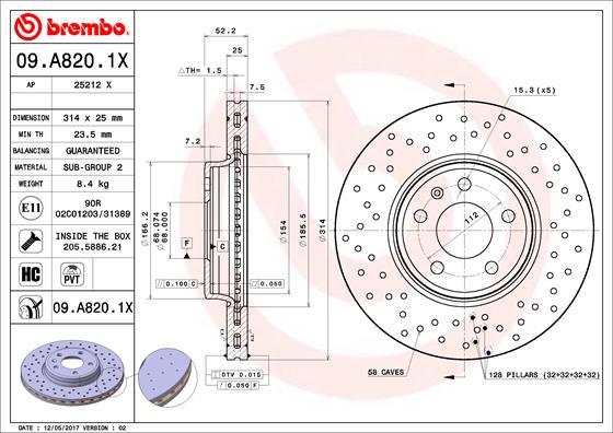 Brembo 09.A820.1X - Brake Disc car-mod.net