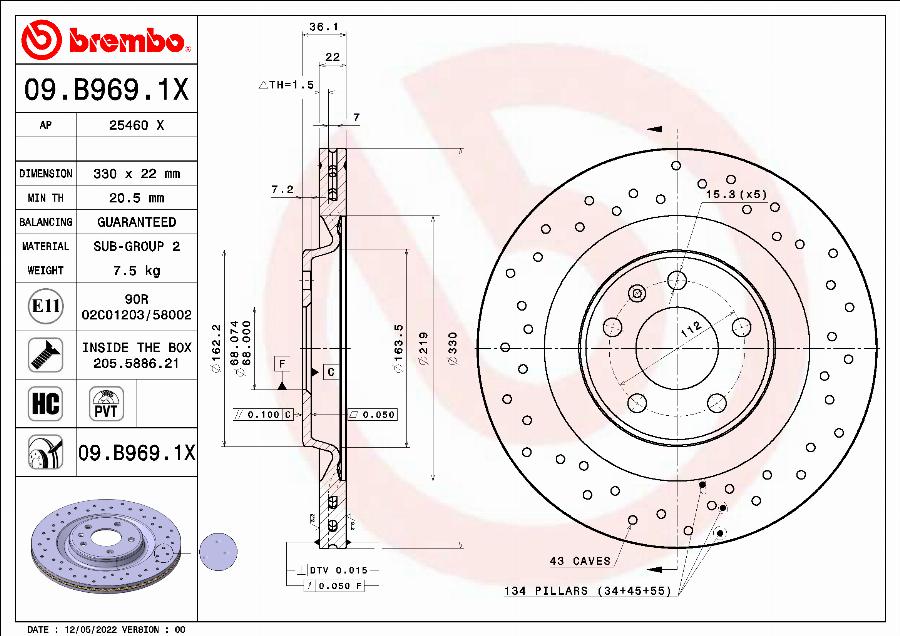 Brembo 09.B969.1X - Brake Disc car-mod.net