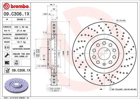 Brembo 09.C306.1X - Brake Disc car-mod.net