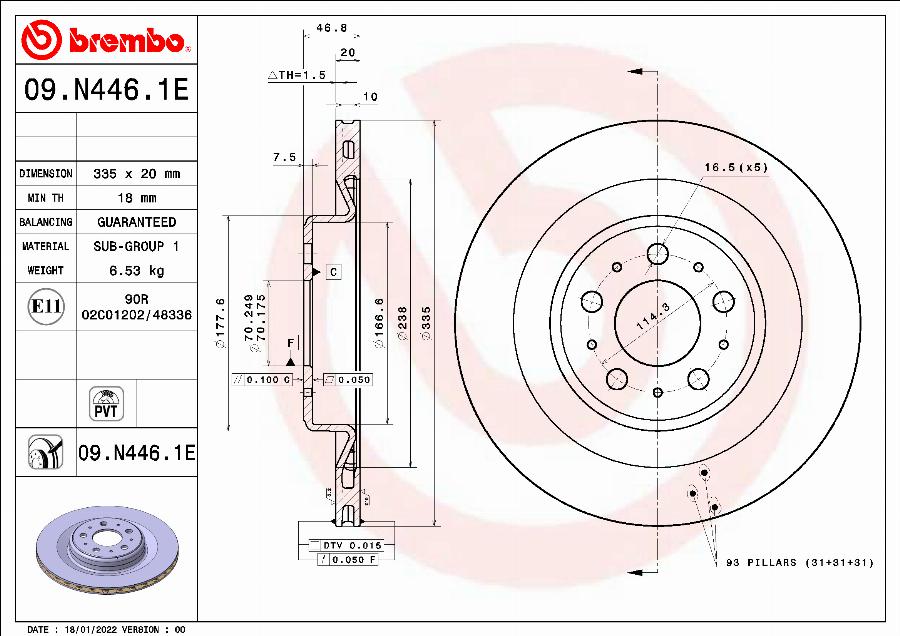 Brembo 09.N446.1E - Brake Disc car-mod.net