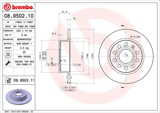 Brembo 08.9502.11 - Brake Disc car-mod.net